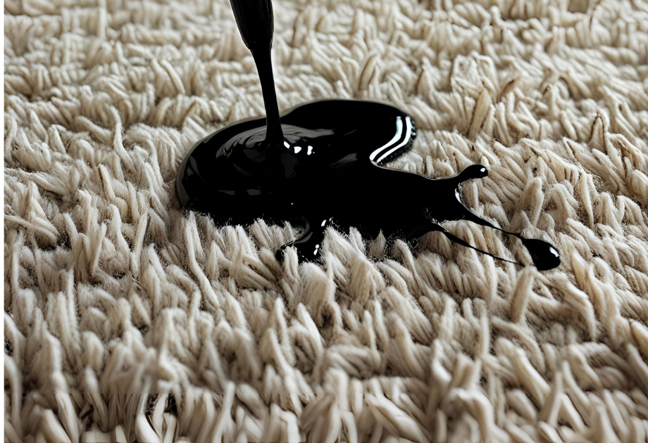 black ink on a tan carpet